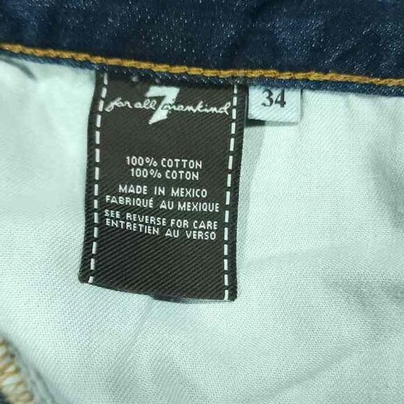 7 For All Mankind Jeans Mens 34 Standard Button Fly Straight Leg Whiskering - Picture 5 of 13